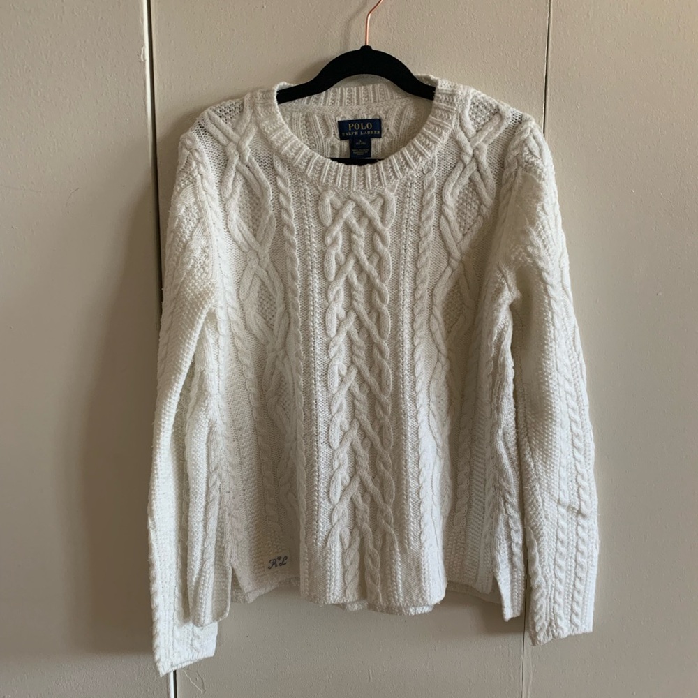 Polo by Ralph Lauren Kids White Cable Knit Sweater